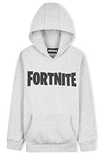 Fortnite Hoodie Jungen, Bequemer Jungen Pullover mit Kapuze, Kinderkleidung Junge, Fanartikel für Kinder und Teenager, Gamer Geschenk (Grau, 12-13 Jahre) von Fortnite