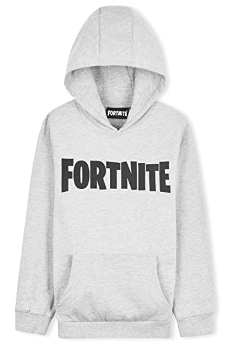 Fortnite Hoodie Jungen, Bequemer Jungen Pullover mit Kapuze, Kinderkleidung Junge, Fanartikel für Kinder und Teenager, Gamer Geschenk (12-13 Jahre, Grau) von Fortnite