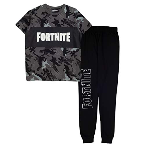 Fortnite Jungen Emotes Camo Boys Long Pyjamas Set Black Pyjamaset, Schwarz, 7-8 Jahre von Fortnite