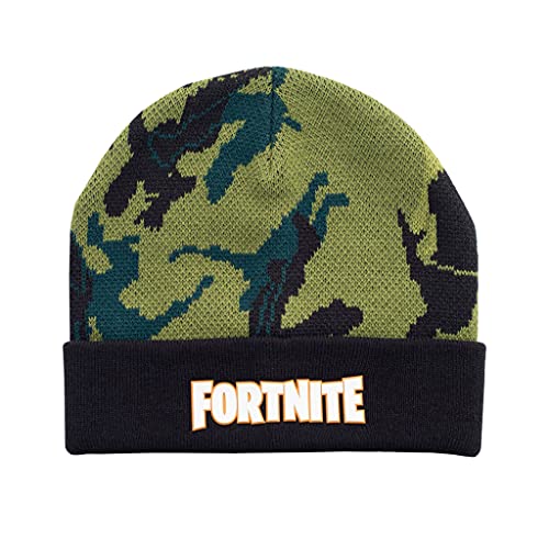 Fortnite Jungen Winter Beanie Boys, Dancing Emotes Camo Print Schädelkappen, Forest Green, One Size von Fortnite