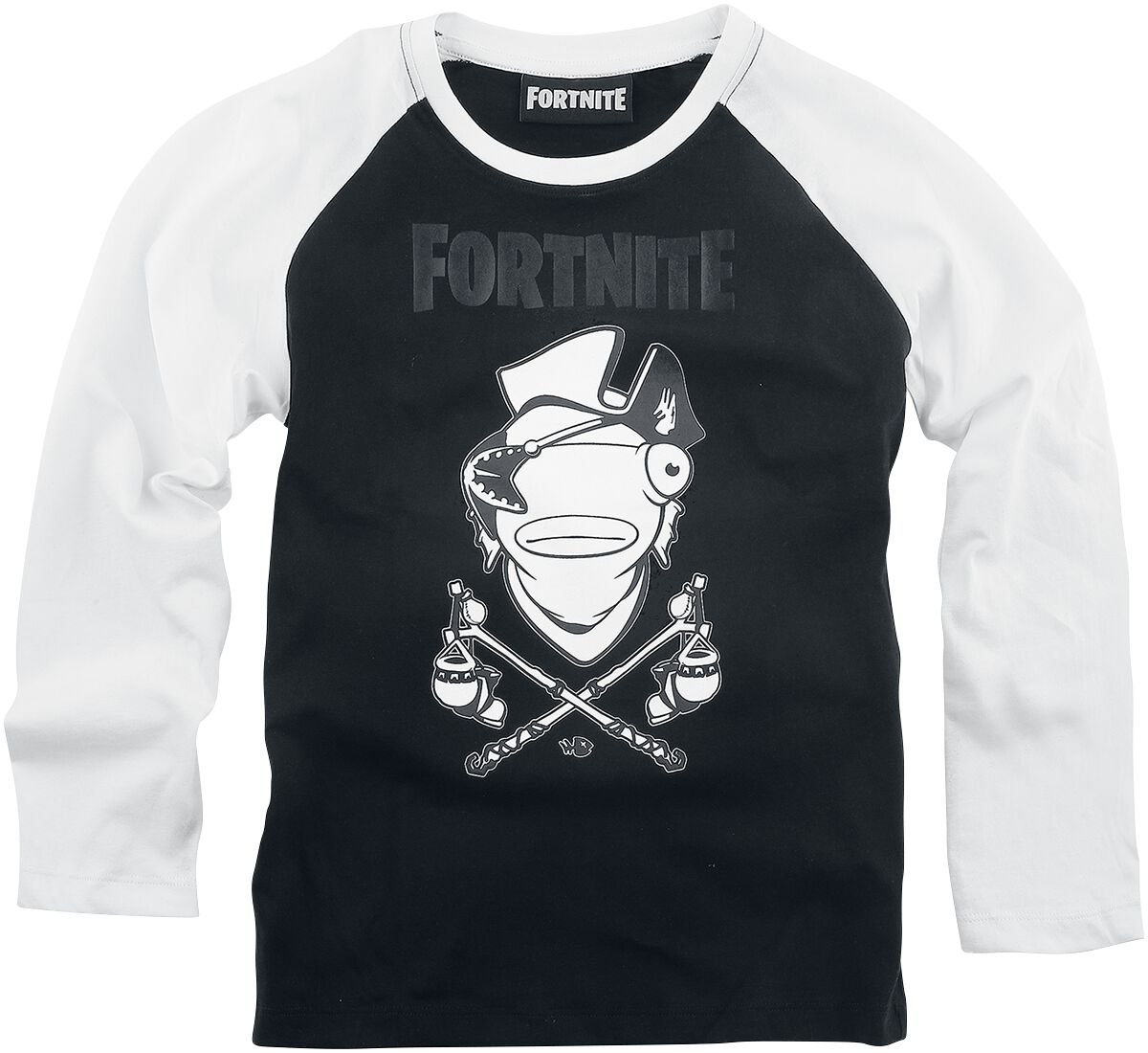 Fortnite Langarmshirt FORTNI Fischstäbchen Langarm T-Shirt Jungen + Mädchen Gr.140 152 164 176 Jugendliche 10 12 14 16 Jahre Schwarz-Weiß von Fortnite