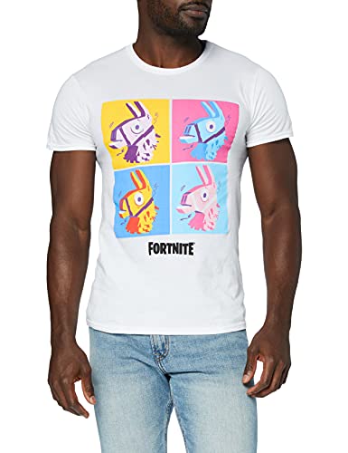 Fortnite Llama Pop Art T Shirt, Adultes, S-2XL, Weiß, Offizielle Handelsware von Fortnite
