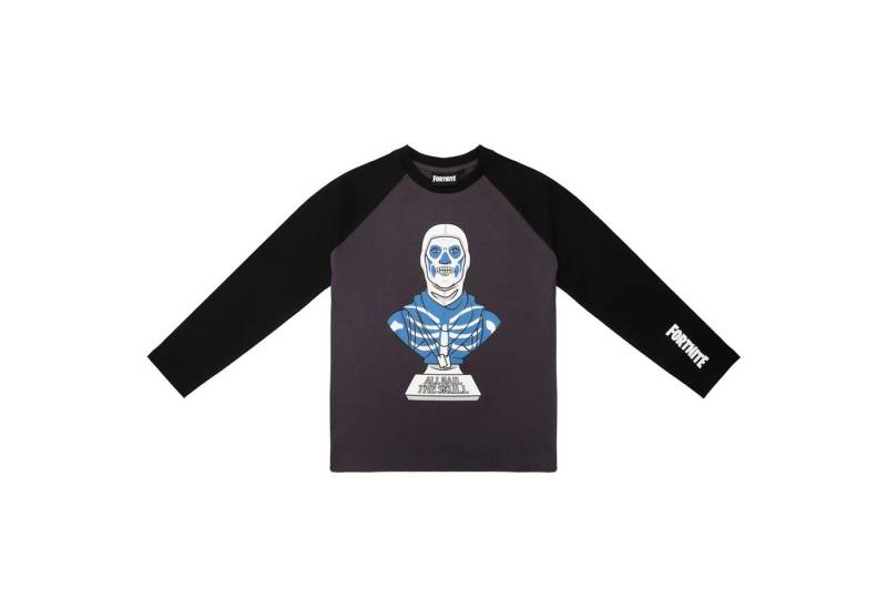 Fortnite Longsweatshirt Fortnite Jungen Langarmshirt – Schwarz/Grau – Skull Trooper Design von Fortnite