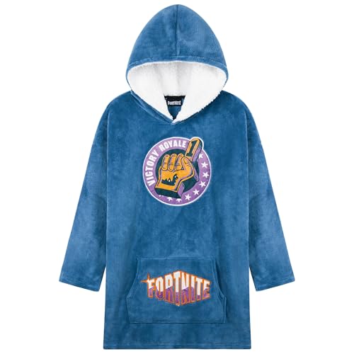 Fortnite Oversized Hoodie Decke zum Anziehen Pullover Jungen und Teenager 14+ Extra Lange Fleece Tragbare Kuscheldecke mit Ärmeln Gamer Geschenk (Blaue Kinder) von Fortnite