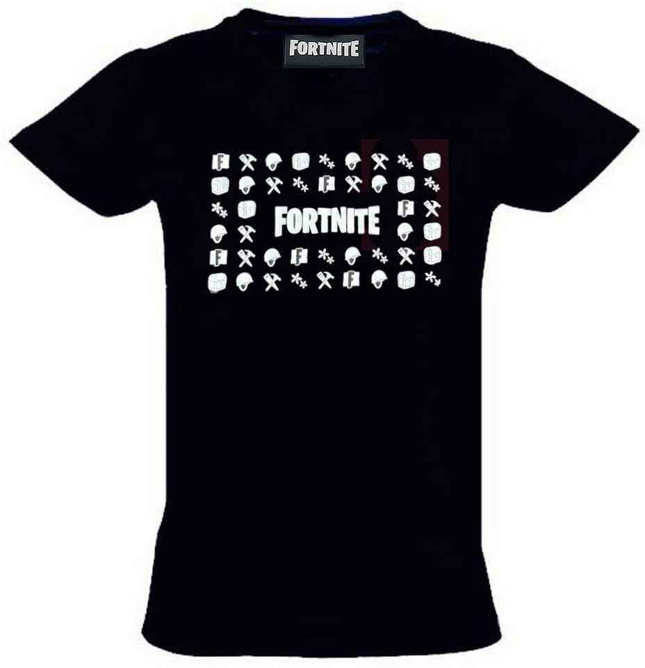 Fortnite Print-Shirt FORTNITE T-SHIRT Jungen und Mädchen Kinder + Jugendliche + Erwachsene Schwarz Epic Icons Gr. XS S M 140 152 164 176 von Fortnite