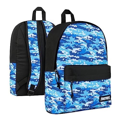 Fortnite Rucksack, Kinder Rucksack mit gepolsterten Trägern, Rucksack Schule Must-Have, Rucksack Kinder Tragen Sie für Schule, Urlaub & Mehr, Mit Laptop-Tasche, 37 x 10 x 28 cm, Camo Blau von Fortnite