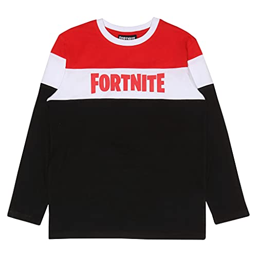 Fortnite Text Logo Jungen Langarm T-Shirt Rot/Schwarz 13-14 Jahre von Fortnite