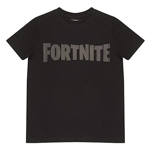 Fortnite Text-Logo Jungen T-Shirt Schwarz/Schwarz 11-12 Jahre von Fortnite
