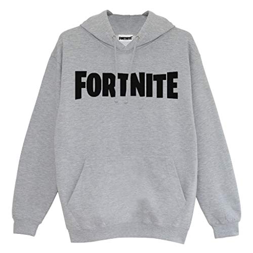 Fortnite Text Logo Kapuzenpullover, Adultes, S-5XL, Heather Grey, Offizielle Handelsware von Fortnite