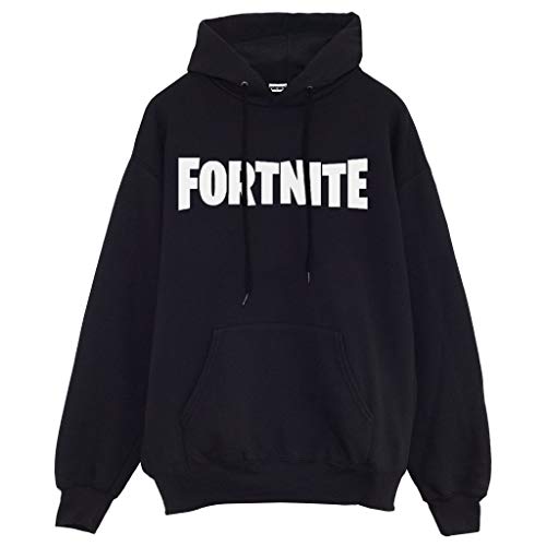 Fortnite Text Logo Pullover Hoodie, Adults, S-5XL, Black, Official Merchandise von Fortnite