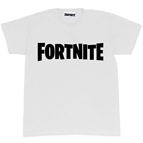 Fortnite Text Logo T Shirt, Adultes, S-5XL, Weiß, Offizielle Handelsware von Fortnite