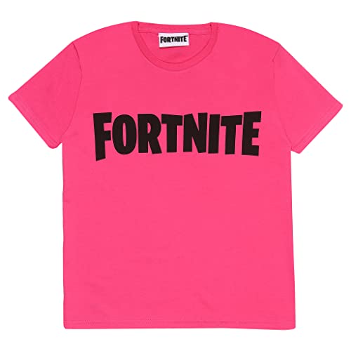 Fortnite Text-Logo T Shirt, Kinder, 128-182, Rosa, Offizielle Handelsware von Fortnite