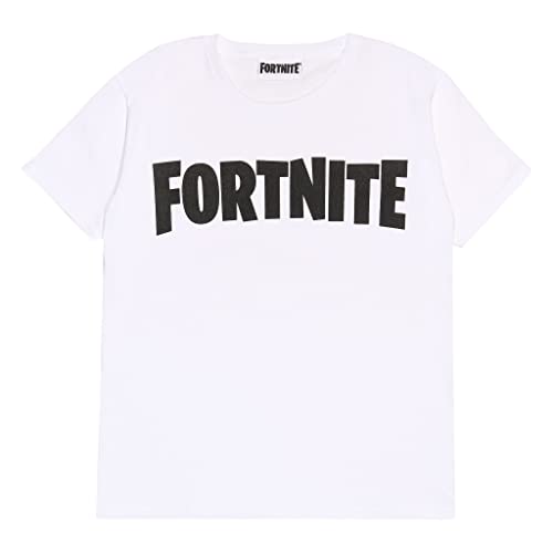 Fortnite Text Logo T Shirt, Kinder, 128-182, Weiß, Offizielle Handelsware von Fortnite