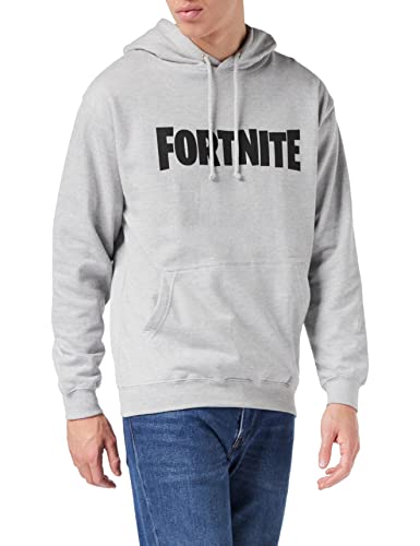 Fortnite Textlogo. Kapuzenpullover, Adultes, S-5XL, Heather Grey., Offizielle Handelsware von Fortnite