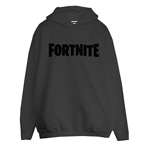 Fortnite Text Logo Pullover Hoodie, Adults, S-5XL, Charcoal, Official Merchandise von Fortnite