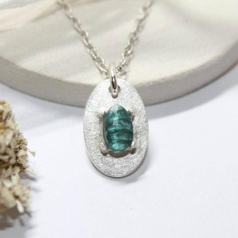 Indigolith Turmalin Anhänger Silber 999 Indicolite Blau Edelstein Halsschmuck von FablesAesthetics