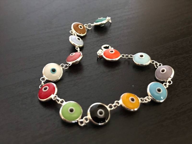 sterling Silber Evil Eye Armband | Medium Eyes von FortunaVerd