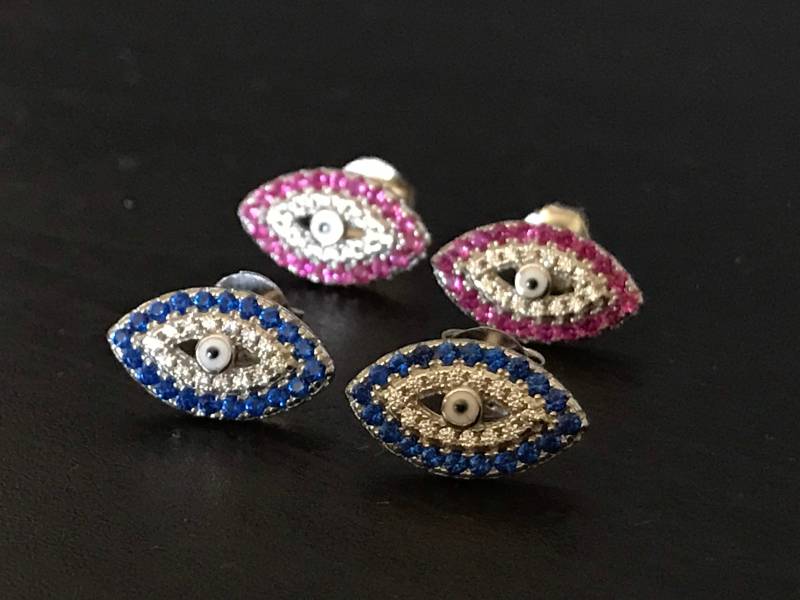 sterling Silber Evil Eye Ohrringe von FortunaVerd
