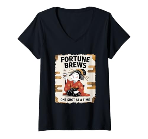 Damen Coffee Lover Fortune Braut einen Schuss nach dem Anderen T-Shirt mit V-Ausschnitt Damen Coffee Lover Fortune Braut einen Schuss nach dem Anderen T-Shirt mit V-Ausschnitt von Fortune Brews Designs