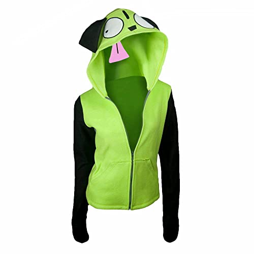 Fortunehouse Herren Damen Invader Zim Kapuzenpullover Halloween Kostüm Cosplay Lässige Kapuzenpullover mit Kapuze Pullovershirt Sweatjacke Outwear Oberteile (L) von Fortunehouse