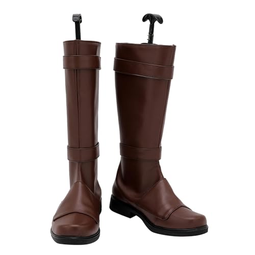Fortunezone Kampfstiefel Leder Herren Halloween Cosplay Kostüm Zubehör Schuhe Stiefel Damen mit Absatz für Erwachsene von Fortunezone