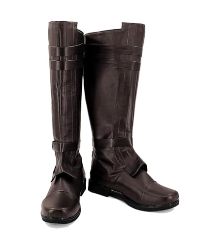 Fortunezone Mittelalterliche Stiefel Herren Film Cosplay Leder Kampfstiefel Erwachsene Halloween Kostüm Zubehör von Fortunezone