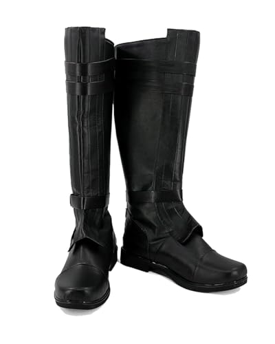 Fortunezone Mittelalterliche Stiefel Herren Film Cosplay Leder Kampfstiefel Erwachsene Halloween Kostüm Zubehör von Fortunezone