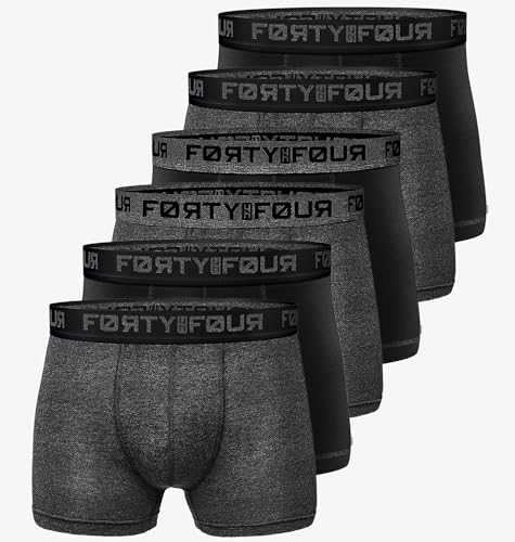 Forty Four Boxershorts Herren 6er Multi-Pack S-5XL Unterwäsche Unterhosen Männer Men Retroshorts New (DE/NL/SE/PL, Alphanumerisch, 3XL, Regular, Regular, 446e 6er Set Anthrazit-Schwarz) von Forty Four