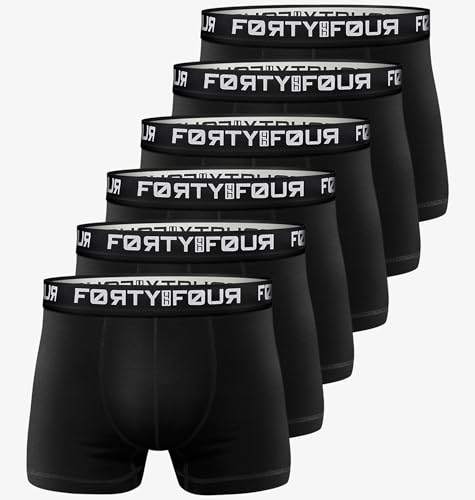 Forty Four Boxershorts Herren 6er Multi-Pack S-5XL Unterwäsche Unterhosen Männer Men Retroshorts New (DE/NL/SE/PL, Alphanumerisch, 4XL, Regular, Regular, 446b 6er Set Schwarz) von Forty Four