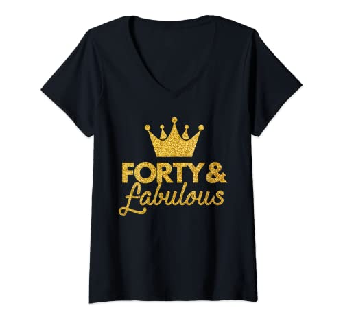 Damen Forty and Fabulous Birthday T-Shirt Damen Geburtstagsgeschenk T-Shirt mit V-Ausschnitt Damen Forty and Fabulous Birthday T-Shirt Damen Geburtstagsgeschenk T-Shirt mit V-Ausschnitt von Forty and Fabulous Birthday Tees