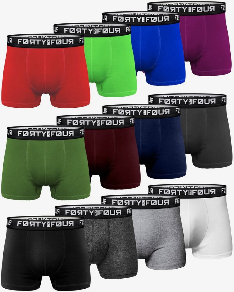 FortyFour Boxershorts Herren Männer Unterhosen Baumwolle Premium Qualität perfekte Passform (Sparpack, 12er Pack) S - 7XL von FortyFour