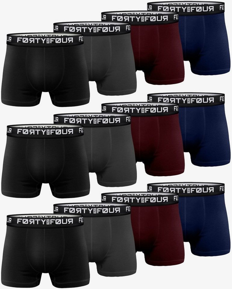 FortyFour Boxershorts Herren Männer Unterhosen Baumwolle Premium Qualität perfekte Passform (Sparpack, 12er Pack) S - 7XL von FortyFour