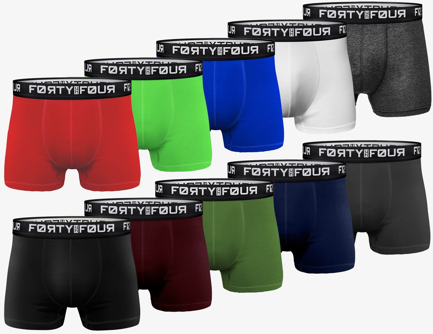 FortyFour Boxershorts Herren Männer Unterhosen Baumwolle Premium Qualität perfekte Passform (Spar Pack, 10er Pack) S - 7XL von FortyFour