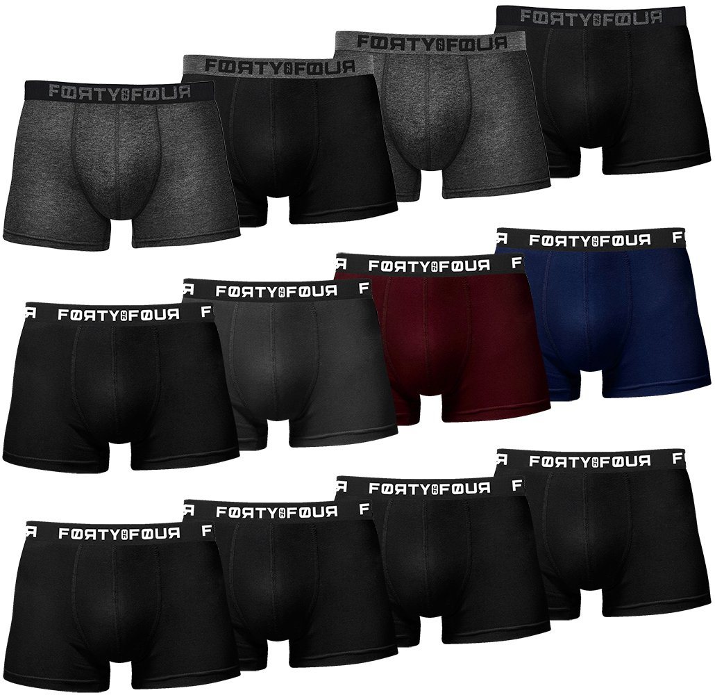 FortyFour Boxershorts Herren Männer Unterhosen Baumwolle Premium Qualität perfekte Passform (Sparpack, 12er Pack) S - 7XL von FortyFour