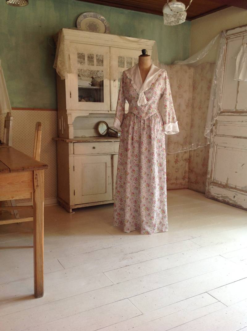 Antiker Edwardian Floraler Baumwolldruck 2stk Tageskleid 1920Er Jahre von FortyTreasures