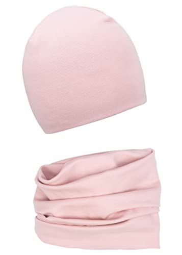 Foruhoo Baby Mädchen Beanie Mütze + Schlauchschal 2er Set, Wintermütze für Jungen Mädchen Baumwolle (43S und 0-6 Monate, Baumwolle Set: Rosa) von Foruhoo