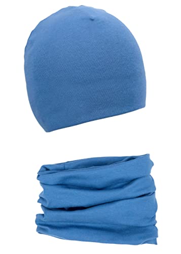 Foruhoo Baby Mädchen Beanie Mütze + Schlauchschal 2er Set, Wintermütze für Jungen Mädchen Baumwolle (B Set: Blau,53L)(49-53, Baumwolle Set: Blau) von Foruhoo