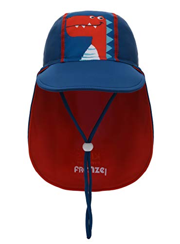 Foruhoo Baby Mütze UV-Schutz 50 mit Kordelzug for Jungen, Breite Krempe Sommerhut Sonnenhut (51cm / 18-36 Monate, Dinosaurier Blau) von Foruhoo