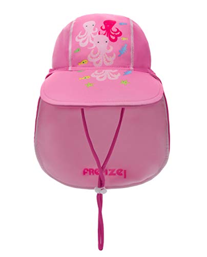 Foruhoo Baby Mütze UV-Schutz 50 mit Kordelzug for Jungen, Breite Krempe Sommerhut Sonnenhut (53cm / 3-6 Jahre, Krake Pink) von Foruhoo