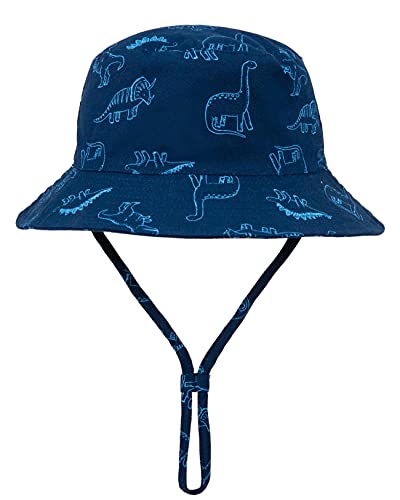 Baby Sonnenhut Kinder Hut, Sommerhut Mütze for Jungen Mädchen mit Verstellbar Kordelzug (52, Dinosaurier Blau, Numeric_52) von Foruhoo