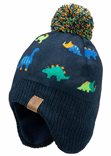 Foruhoo Jungen Wintermütze Beanie Hut, Mädchen Strickmütze Mütze mit Bommel (51, Dino) von Foruhoo