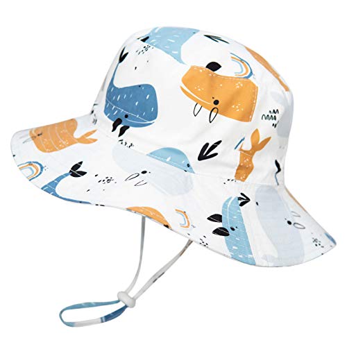 Foruhoo Mädchen Sonnenhüte Atmungsaktiver, UV Schutz, Breite Krempe Fischerhut mit Kordelzug(Weiß48) von Foruhoo