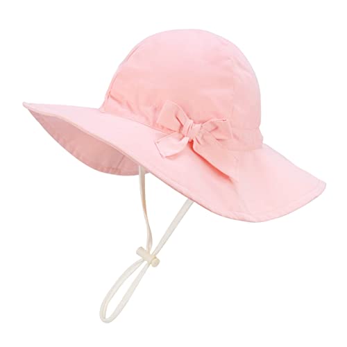 Mädchen Sonnenhüte UV Schutz, Verstellbarer Breite Krempe Sommermütze für Baby (52, #3 Rose) von Foruhoo