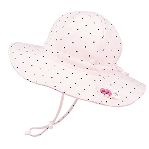 Foruhoo Mädchen Sonnenhüte UV Schutz, Verstellbarer Breite Krempe Sommermütze für Baby (52, Punkt Rosa) von Foruhoo