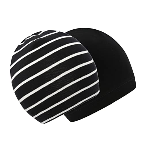Foruhoo Unisex Baby Mütze Jungen & Mädchen Beanie Kleinkind Hut Herbst Winter (E: Schwarz Streifen,43S) (37-43, Einlagig: Schwarz+Schwarz Streifen) von Foruhoo