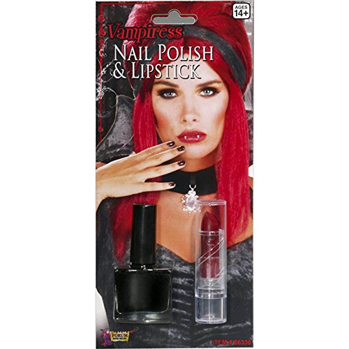 Vampiress Black Nail Polish & Lipstick Costume Makeup set von Forum Novelties