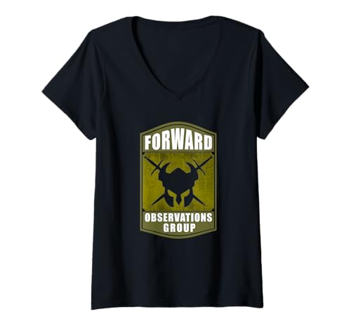 Damen Gruppe für zukunftsgerichtete Beobachtungen. Bereit für den Kampf. Nebel T-Shirt mit V-Ausschnitt Damen Gruppe für zukunftsgerichtete Beobachtungen. Bereit für den Kampf. Nebel T-Shirt mit V-Ausschnitt von Forward Observations Group. Battle Ready. FOG