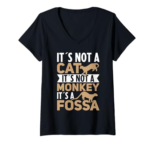 Damen Fossa Plüsch Tierliebhaber Madagaskar Fossa Stofftier T-Shirt mit V-Ausschnitt Damen Fossa Plüsch Tierliebhaber Madagaskar Fossa Stofftier T-Shirt mit V-Ausschnitt von Fossa Animal Accessories & Fossa Clothing