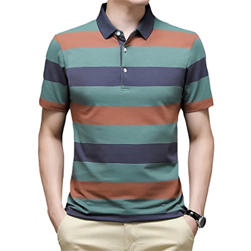 Poloshirts Herren Gestreiftes T-Shirt Sommer Kurzarm Slim Fit Herrenbekleidung Green M Poloshirts Herren Gestreiftes T-Shirt Sommer Kurzarm Slim Fit Herrenbekleidung Green M von Fossenil