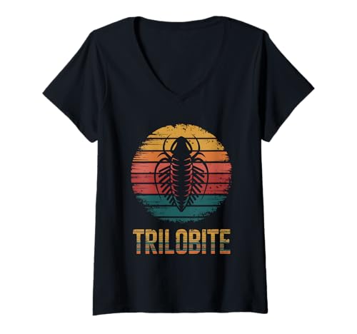 Damen Trilobit T-Shirt mit V-Ausschnitt von Fossil Trilobite Paleontologist Trilobites
